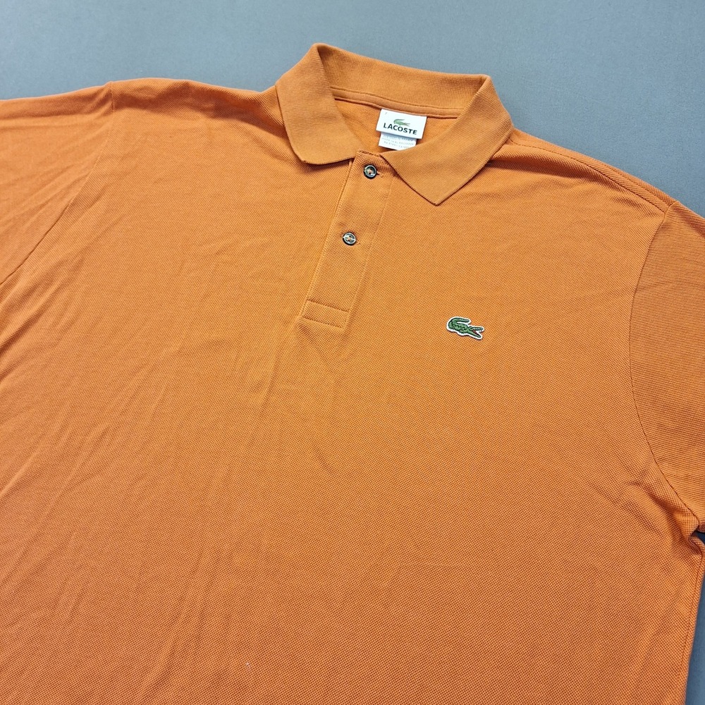 Lacoste Mens Orange Cotton Pique Short Sleeve Polo Shirt Size 7 FA8713